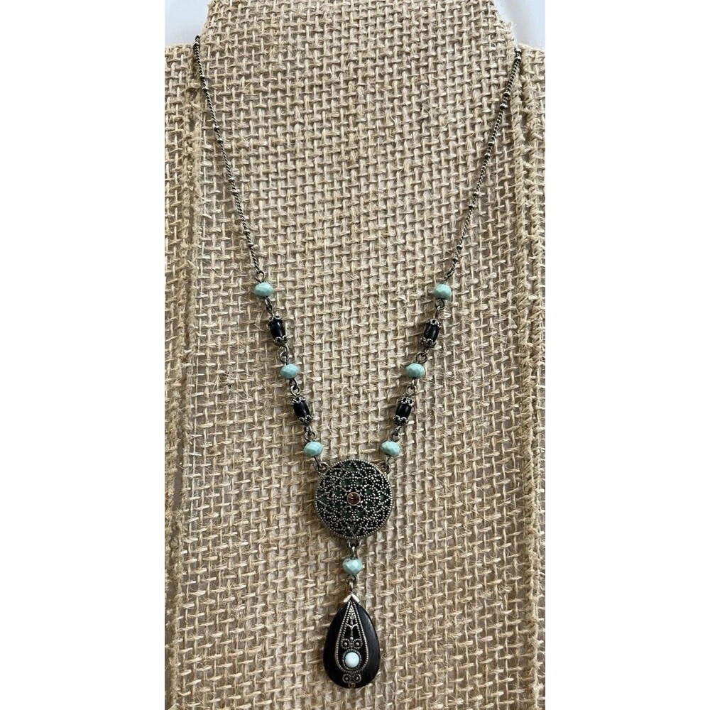 VTG Dark Silver Tone Victorian Revival Rhinestone Fairycore Chocker Necklace